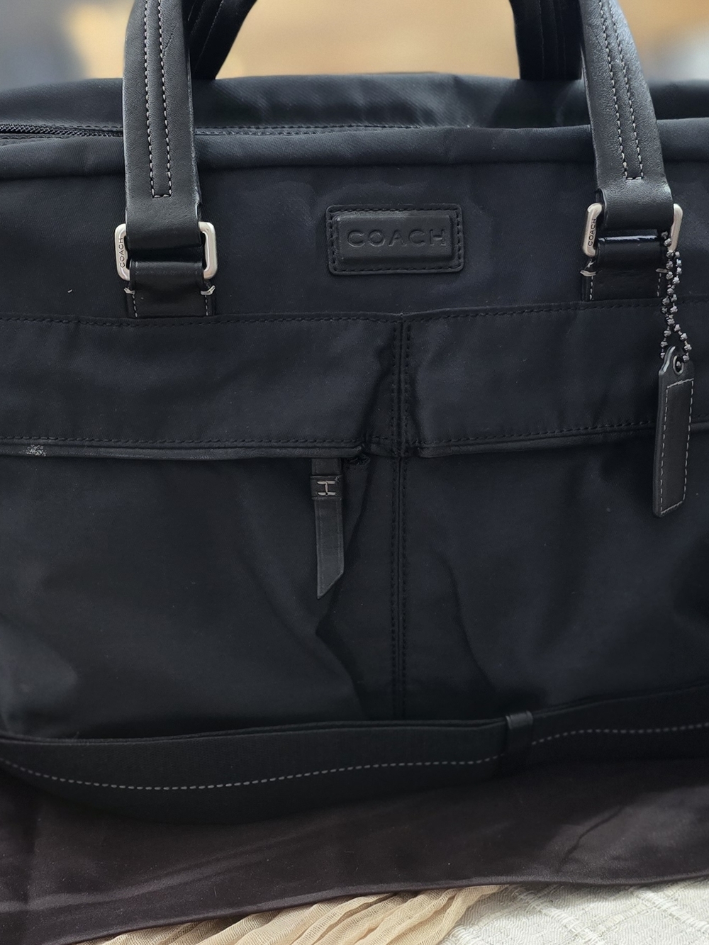 COACH Men's Black Nylon Briefcase Tote